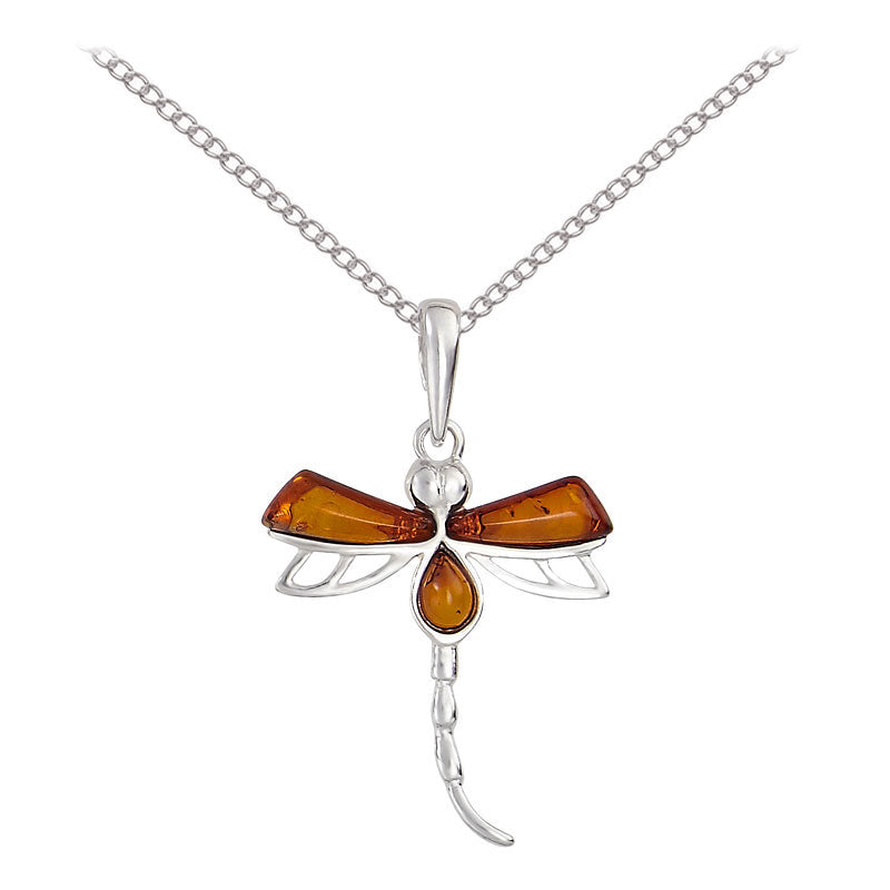 Contemporary Amber Dragonfly Necklace