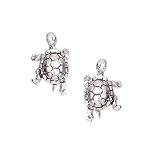 Silver Turtle Post Earrings