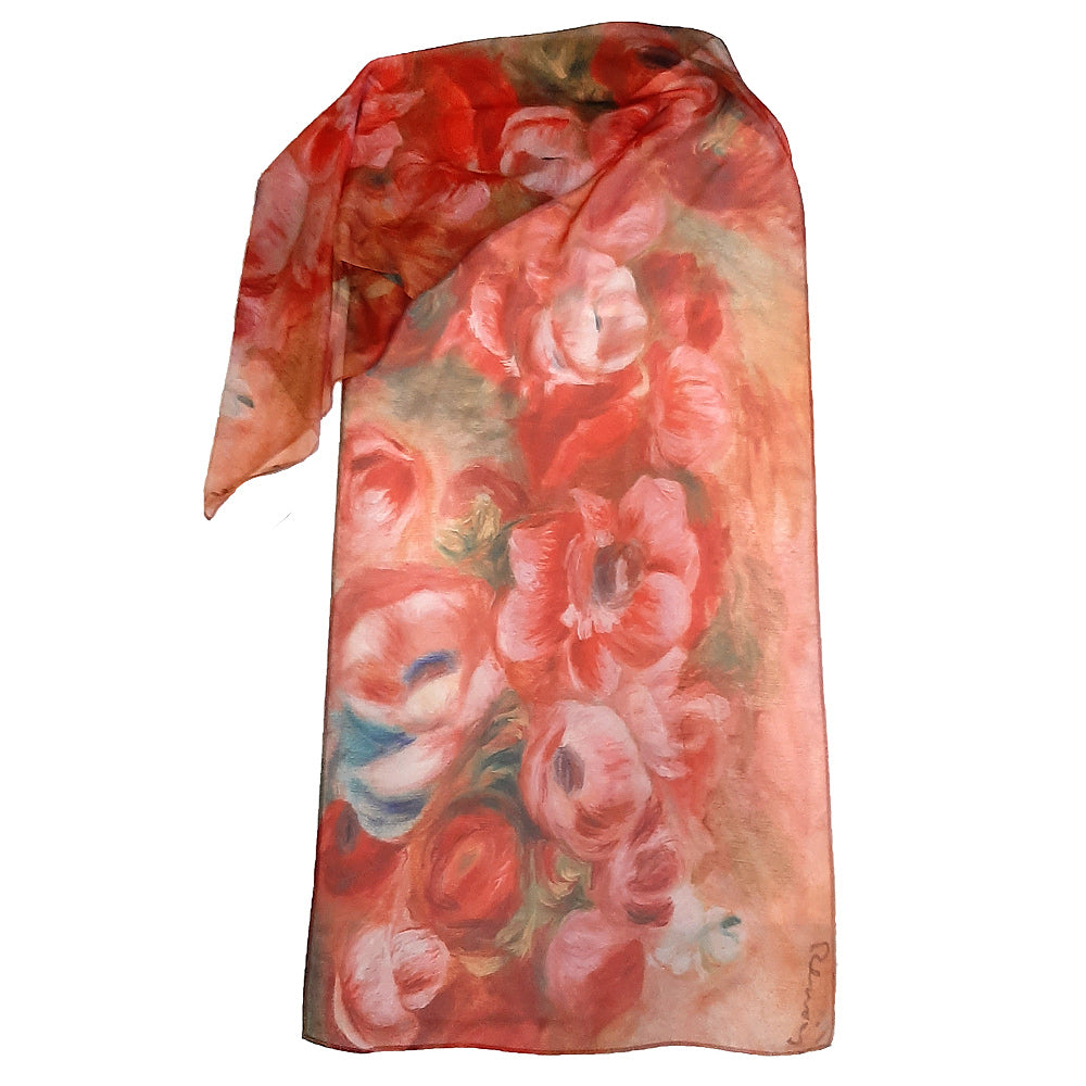 Renoir Floral Art Scarf - Full View