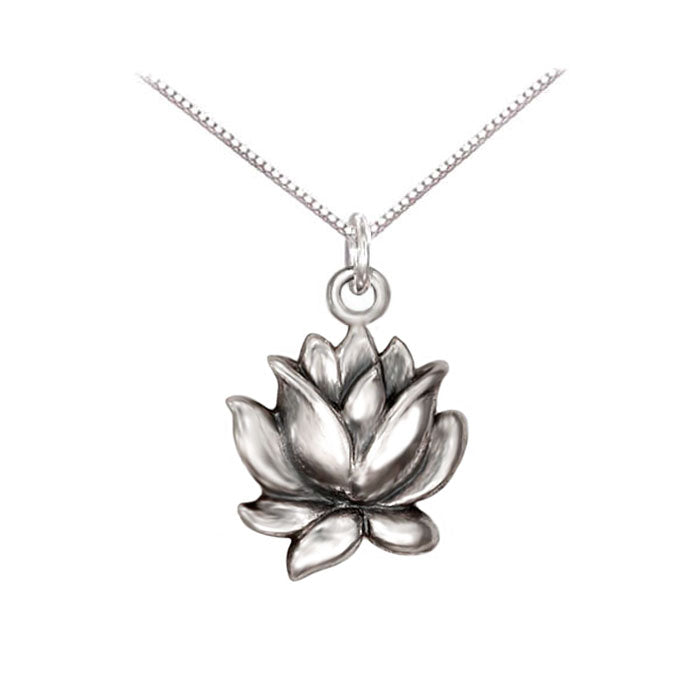 Silver Lotus Water Lily Necklace