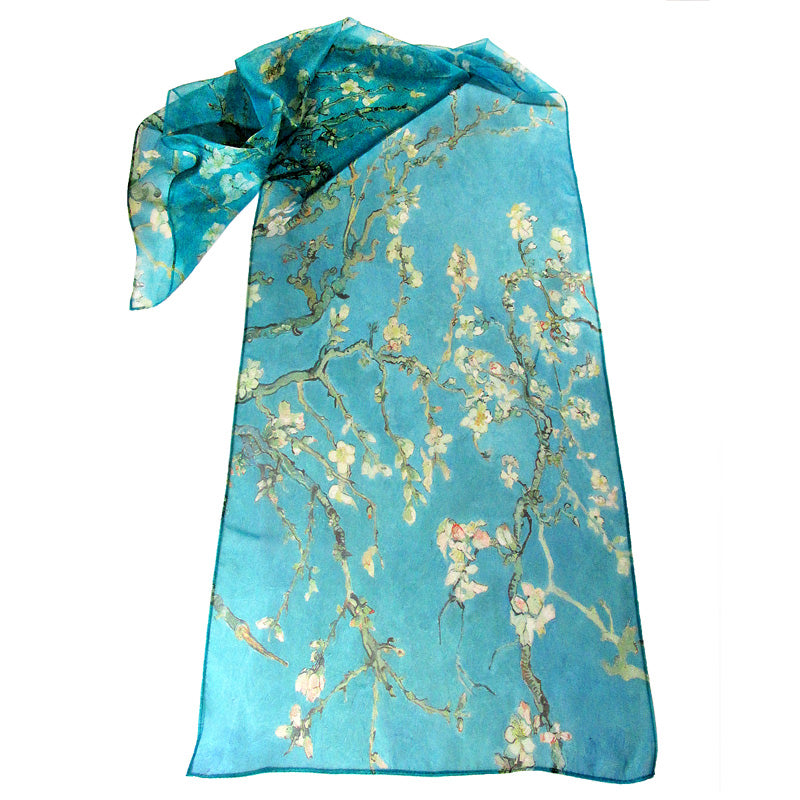 Full View of Van Gogh Almond Blossoms Chiffon Scarf