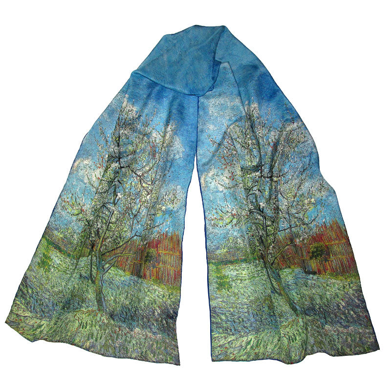 Van Gogh Pink Peach Tree Silk Scarf