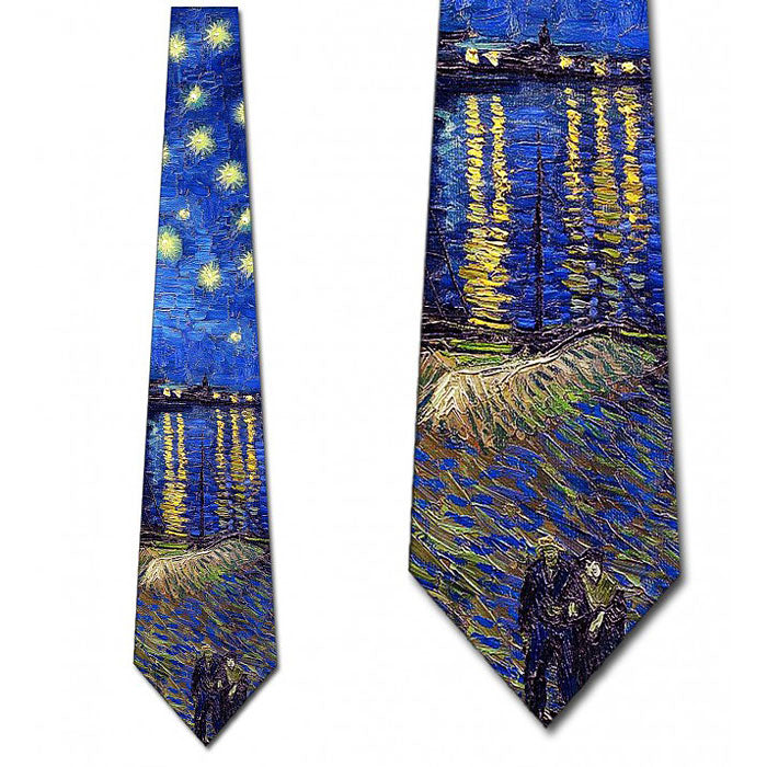 Starry Over the Rhone Van Gogh Necktie Detail