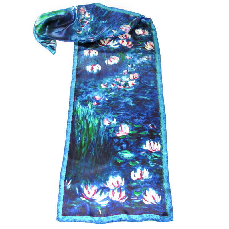 Monet Water Lilies Silk Scarf - Full View
