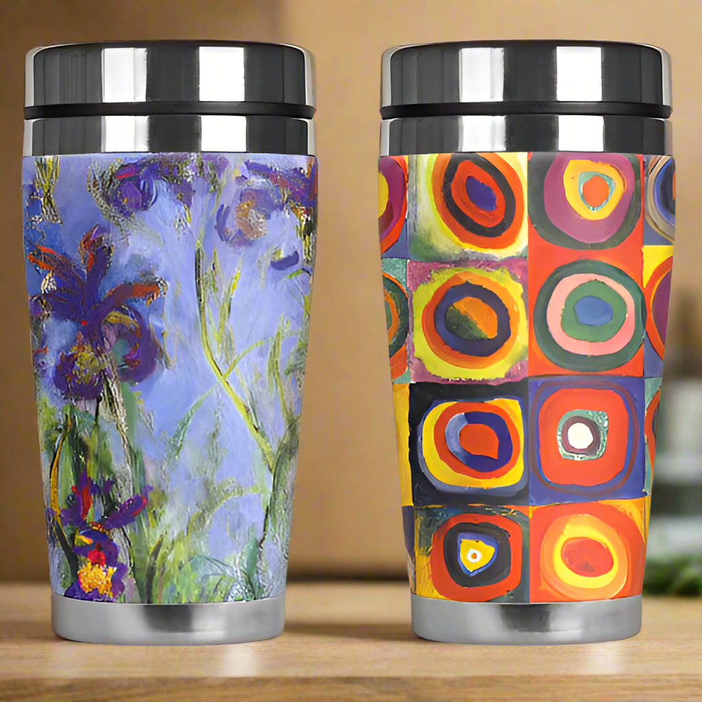 Art Travel Mugs Made in the USA and Art Coffee Mugs