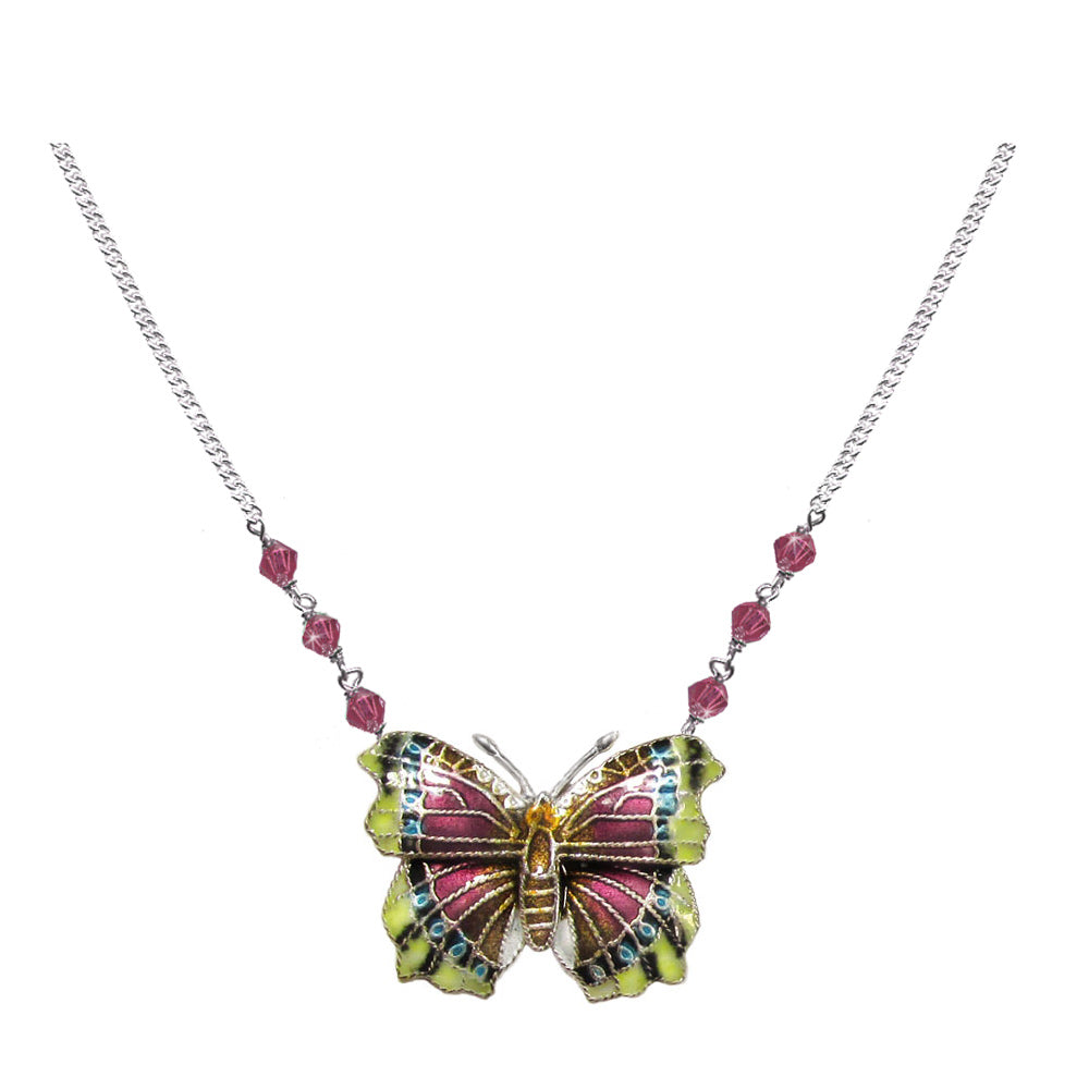 Enamel Mourning Cloak Butterfly Necklace