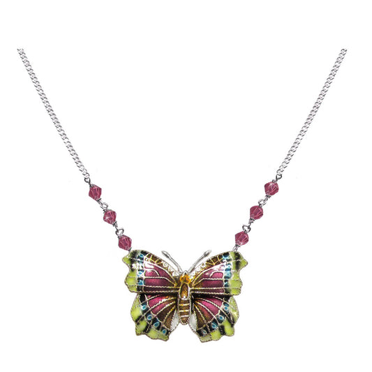 Enamel Mourning Cloak Butterfly Necklace
