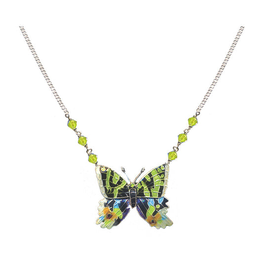 Cloisonne Sunset Moth Butterfly Necklace