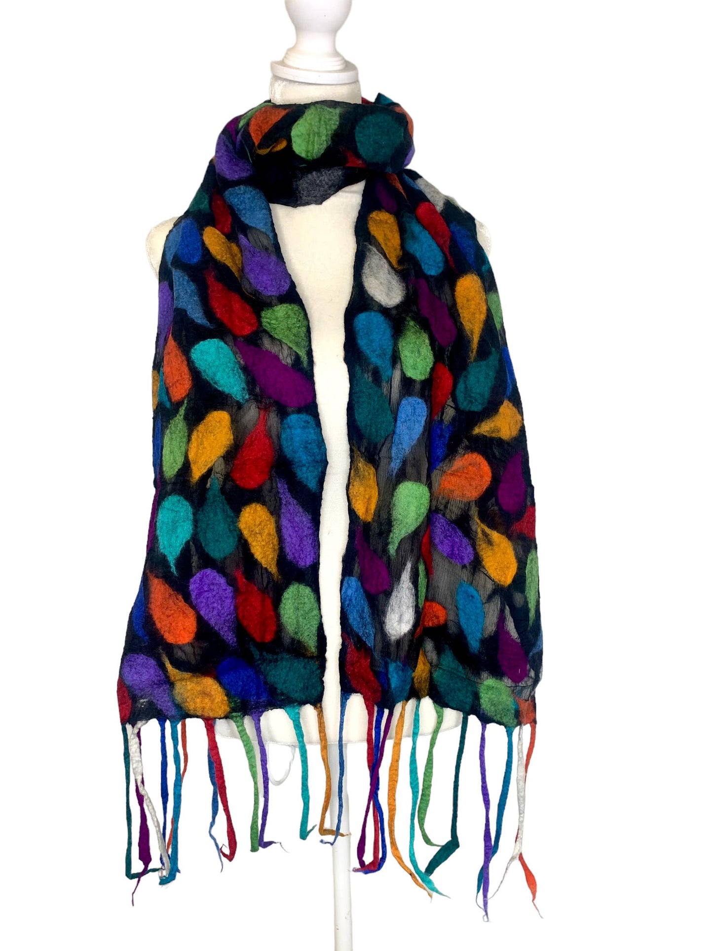 Dewdrop Multicolor Merino Wool Scarf - Fair Trade Nepal Artisan