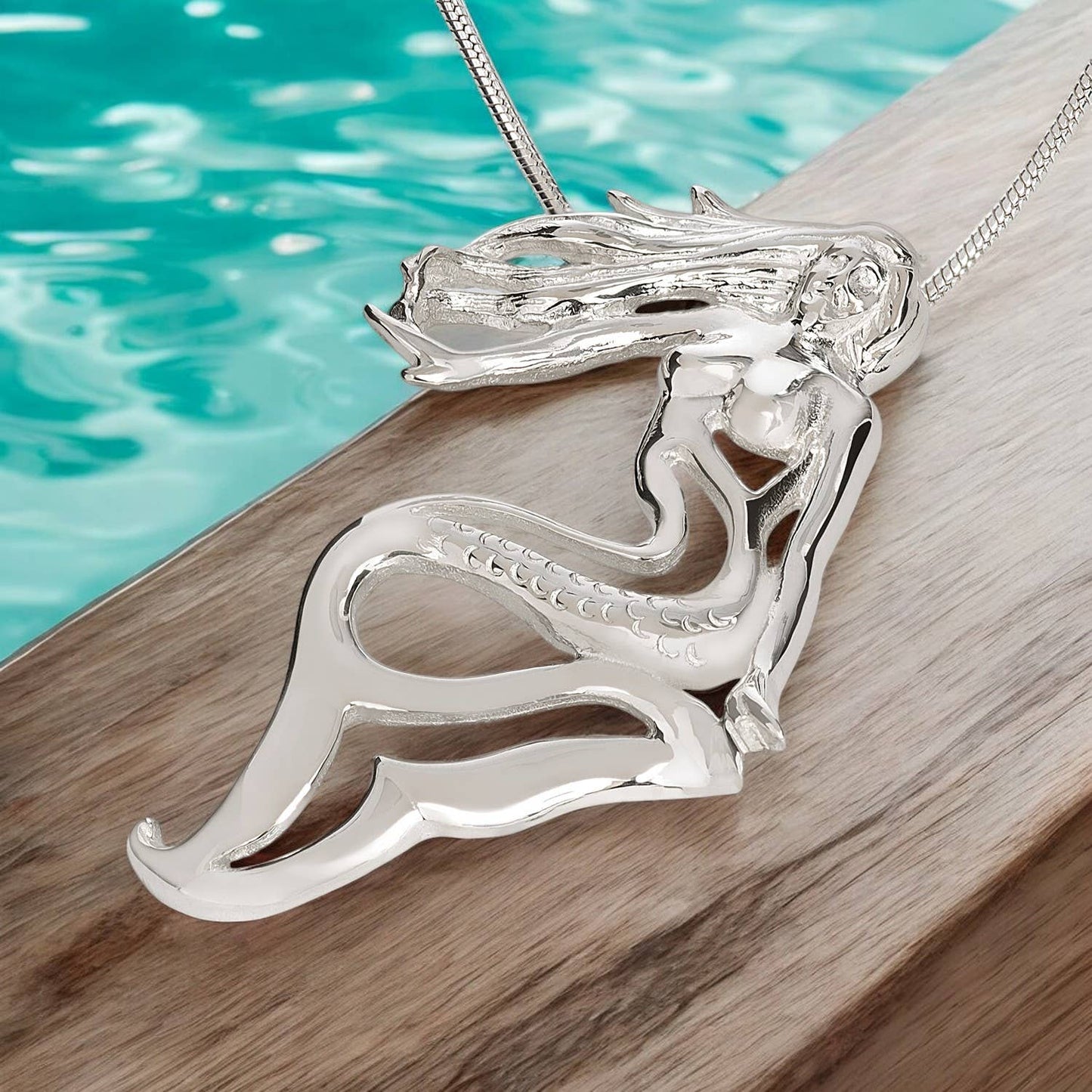 Handmade Sterling Silver Mermaid Lorelei Pendant - Mythical Ocean Jewelry