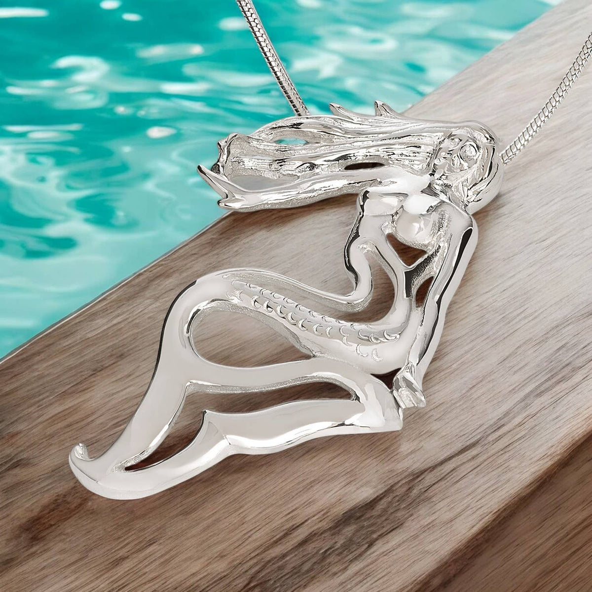 Handmade Sterling Silver Mermaid Lorelei Pendant - Mythical Ocean 
