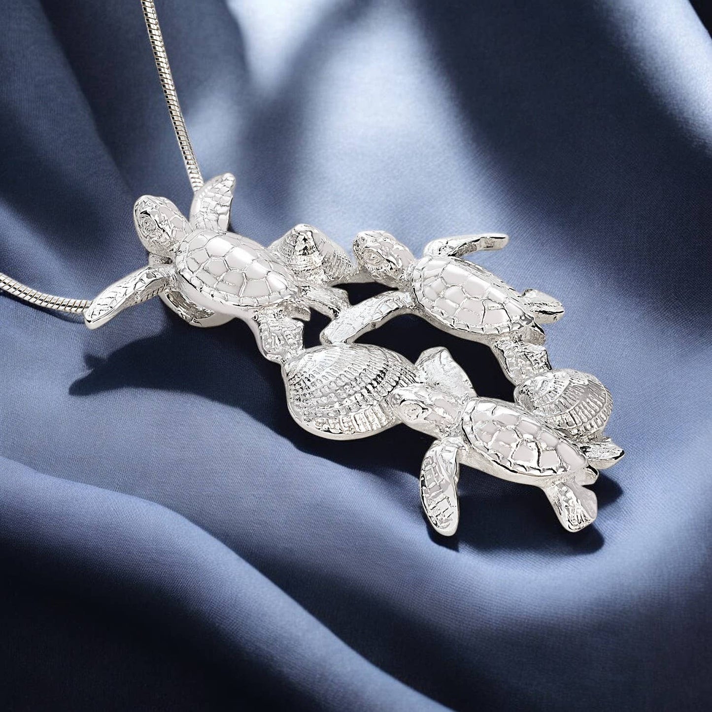 Sterling Silver Sea Turtle Hatchlings Pendant - Ocean In Motion Collection