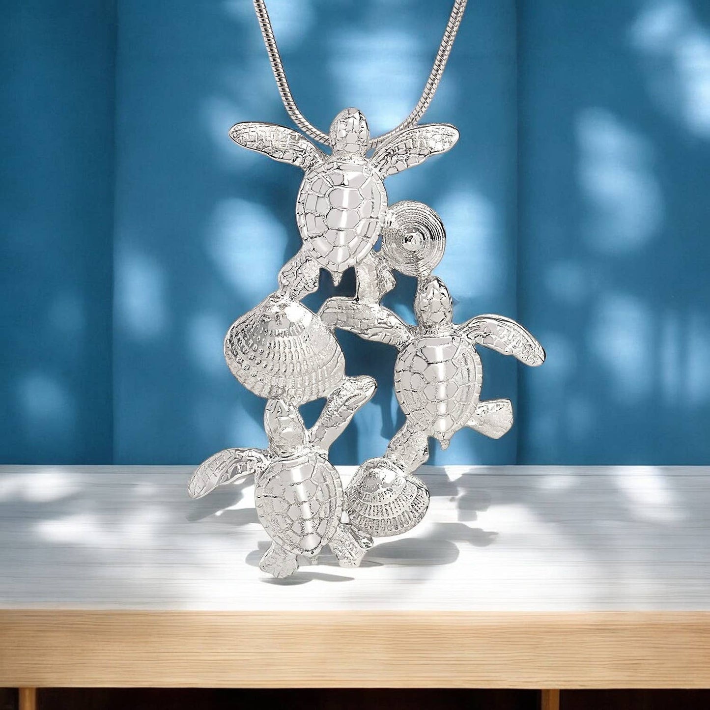Sterling Silver Sea Turtle Hatchlings Pendant - Ocean In Motion Collection