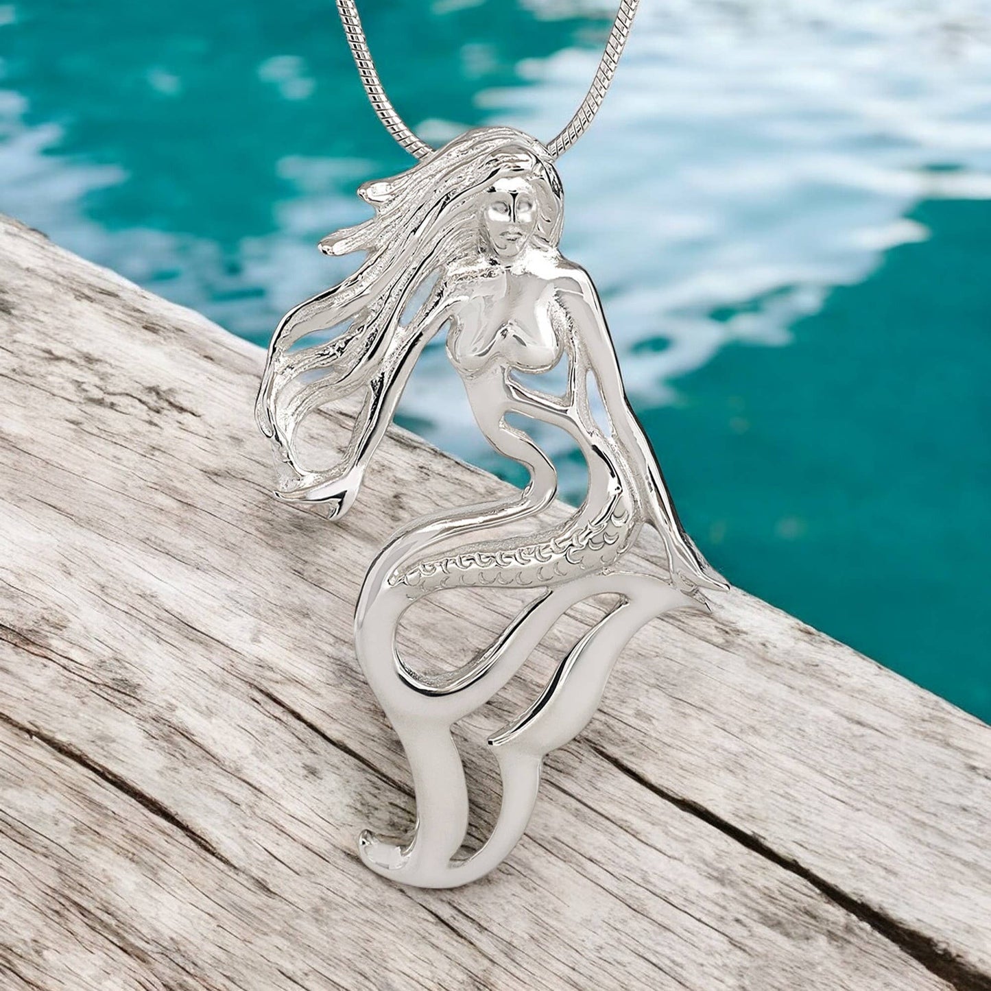 Handmade Sterling Silver Mermaid Lorelei Pendant - Mythical Ocean Jewelry
