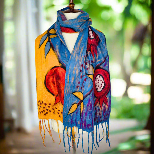 Pomegranate Vine Merino Wool Scarf - Fair Trade Nepal Artisan