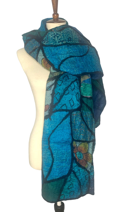 Blue Merino Wool Scarf - Fair Trade Nepal Artisan