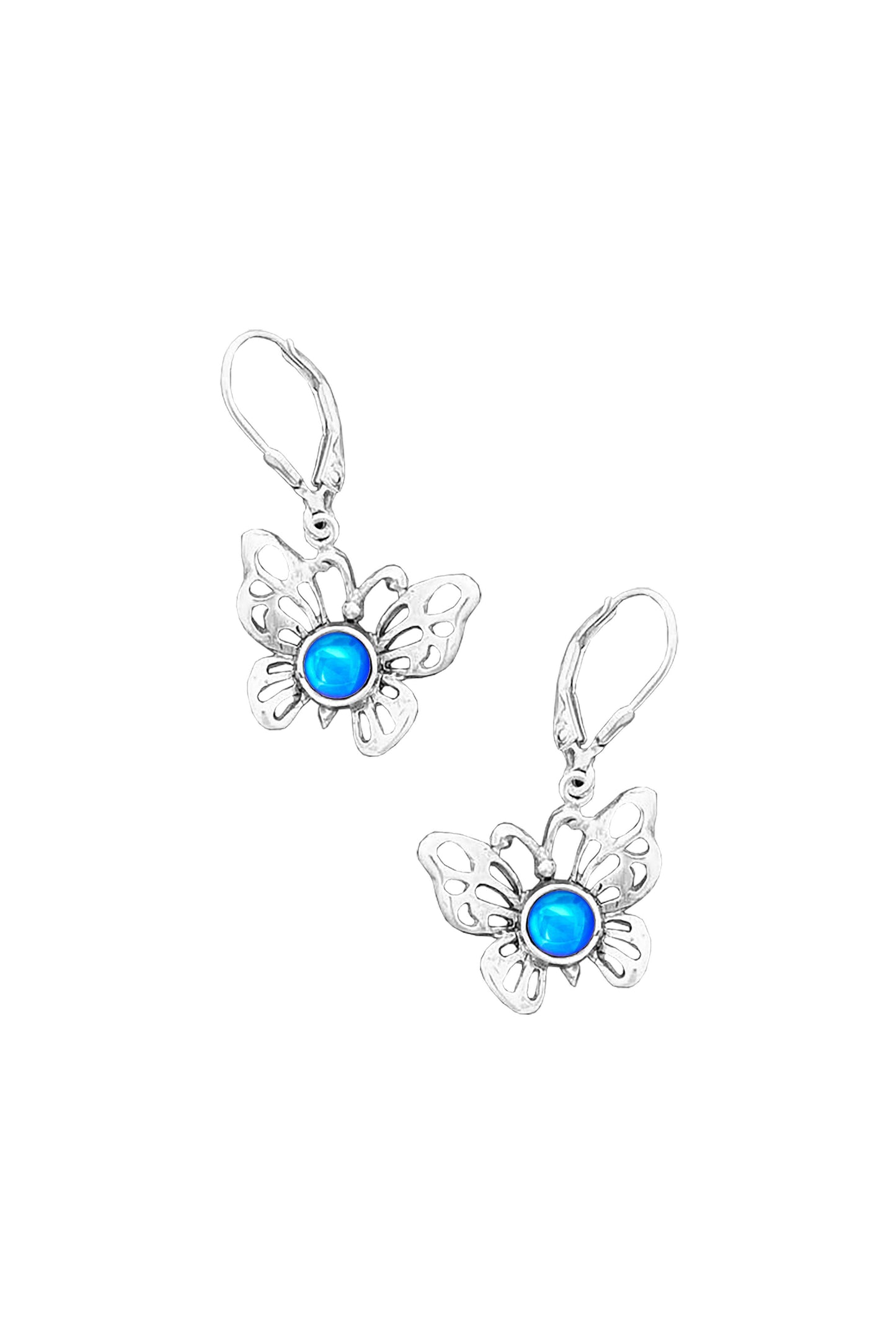 Blue Crystal Sterling Silver Butterfly Necklace