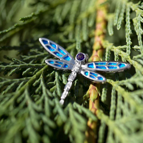 Lab Opal Dragonfly Necklace