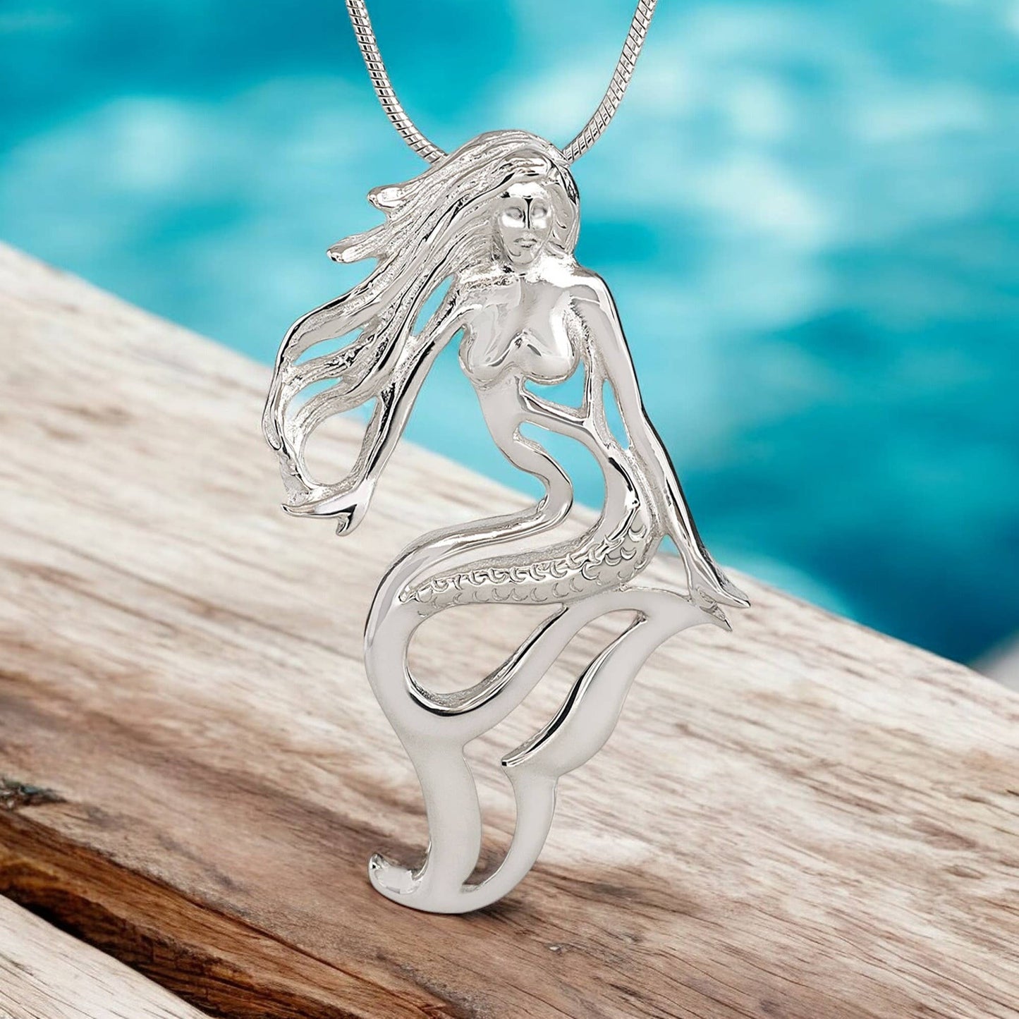Handmade Sterling Silver Mermaid Lorelei Pendant - Mythical Ocean Jewelry