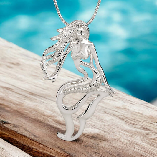 Handmade Sterling Silver Mermaid Lorelei Pendant - Mythical Ocean Jewelry