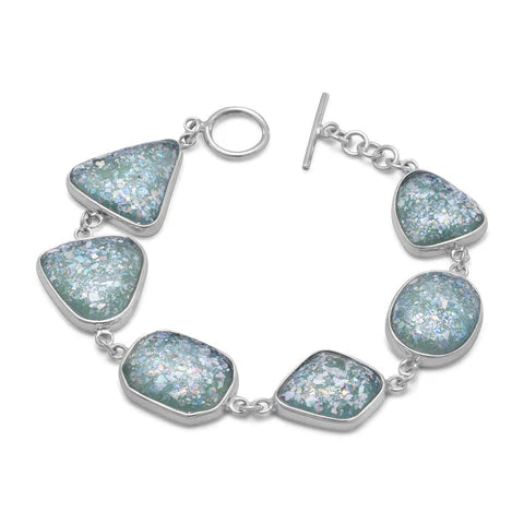 Timeless Roman Glass Toggle Bracelet - 7"
