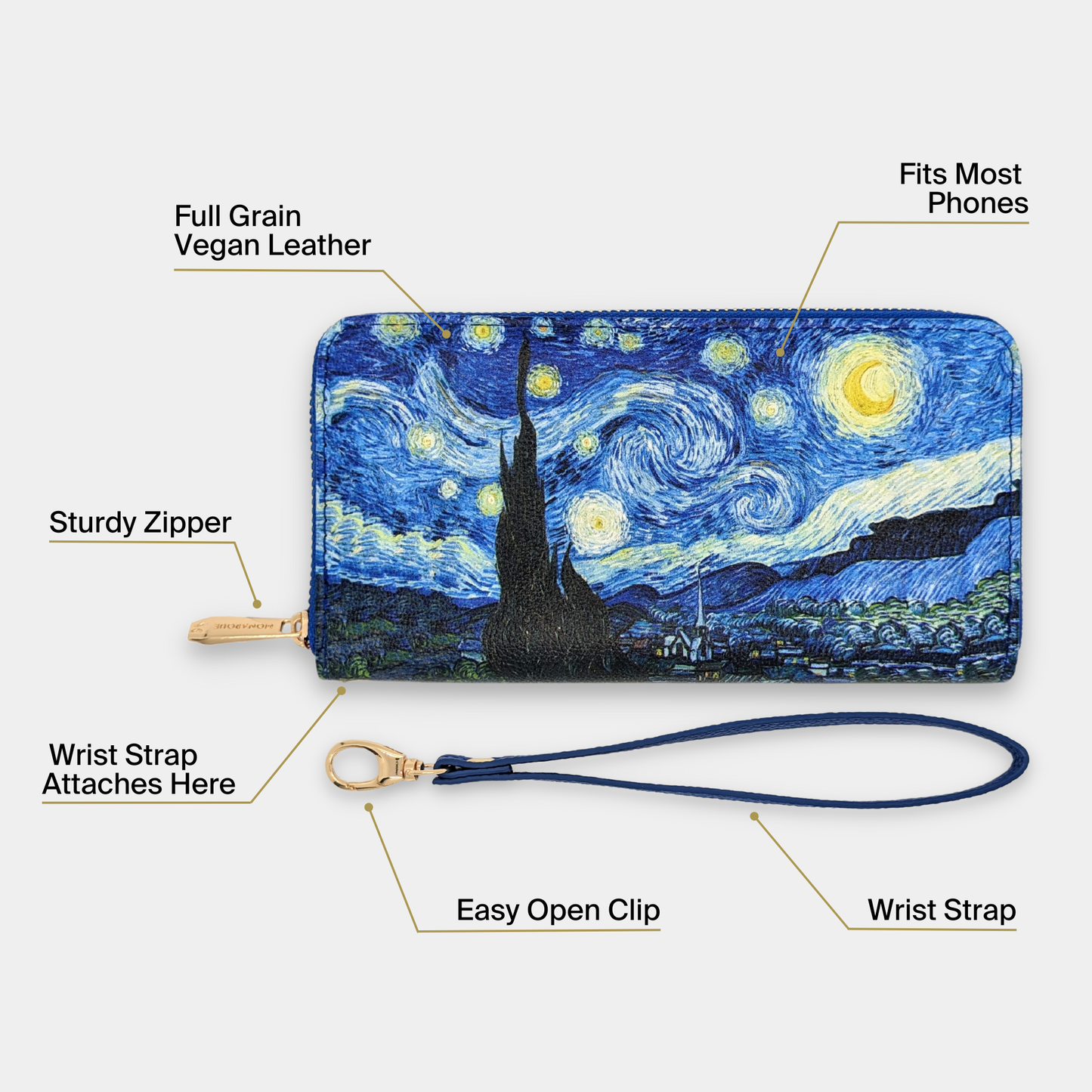 Laurel Burch Dogs and Doggies Wristlet Wallet - Colorful Vegan Leather Organizer