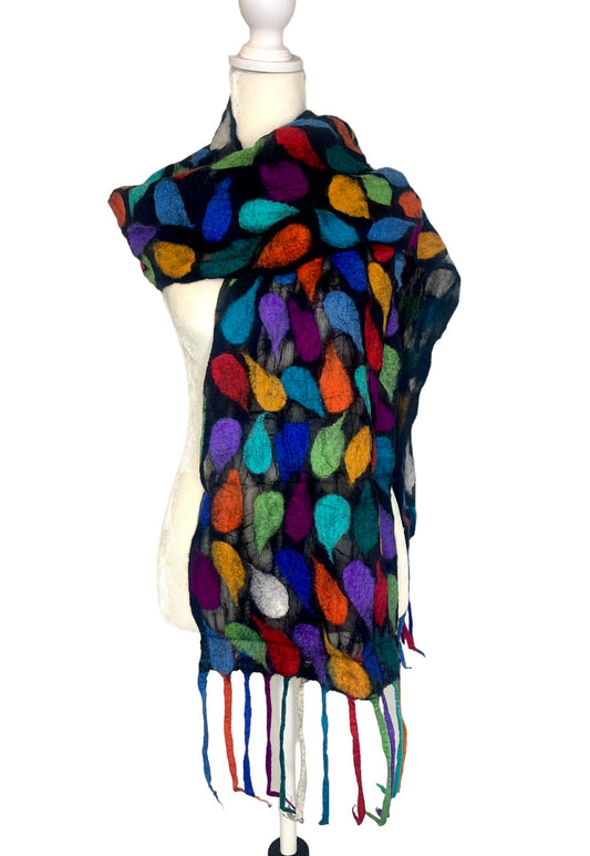 Dewdrop Multicolor Merino Wool Scarf - Fair Trade Nepal Artisan