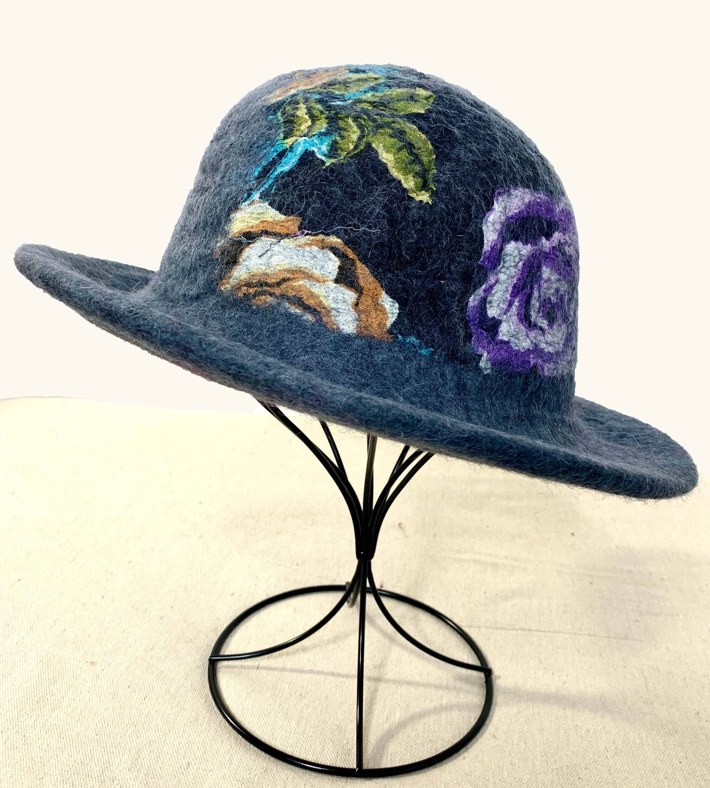 Interfelted Grey Brim Hat - Fair Trade Nepal Artisan