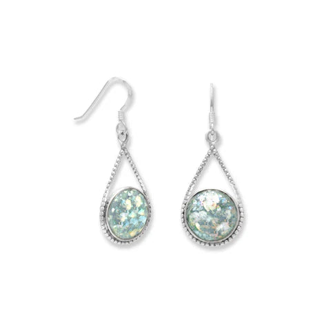 Timeless Roman Glass and Sterling Silver Drop Earrings