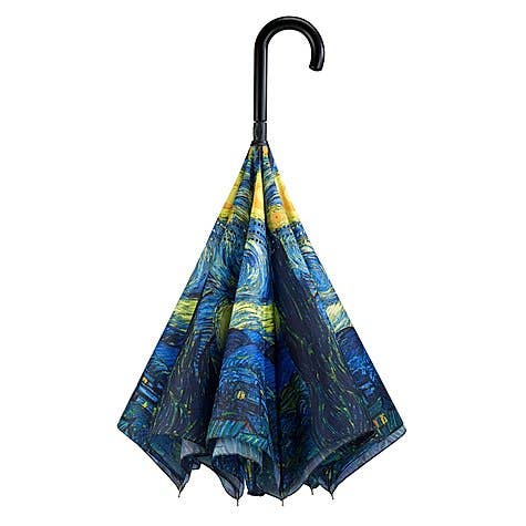 Van Gogh Starry Night Premium Umbrella Reverse Close