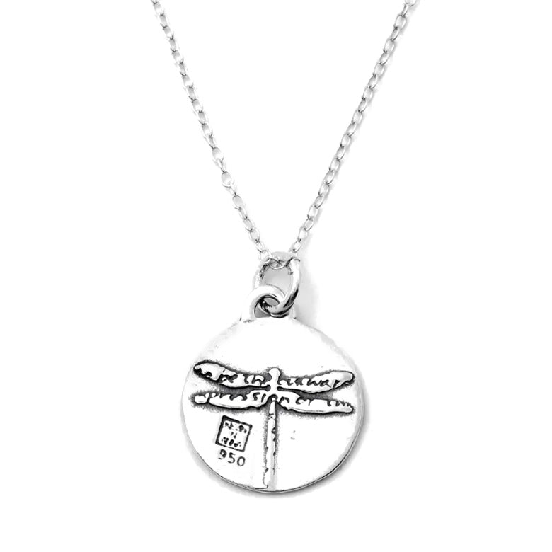 Inspirational Silver Dragonfly Necklace Back