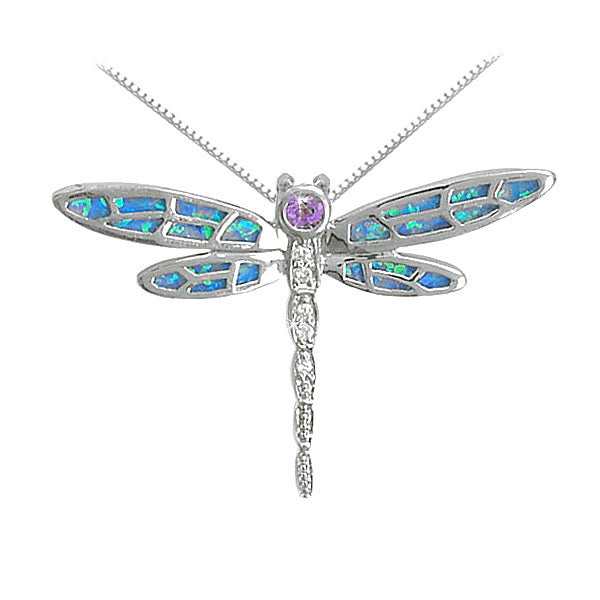 Lab Opal Dragonfly Necklace