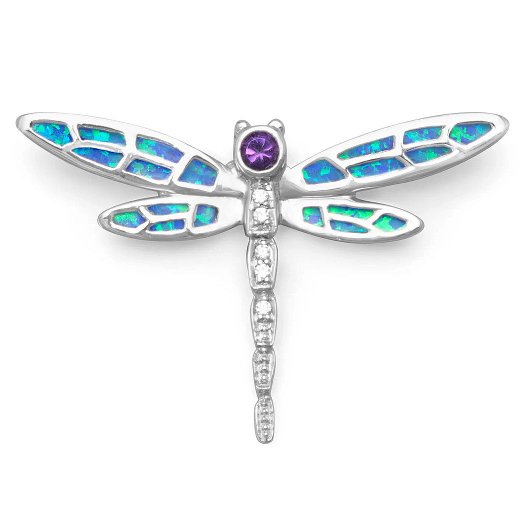Lab Opal Dragonfly Necklace