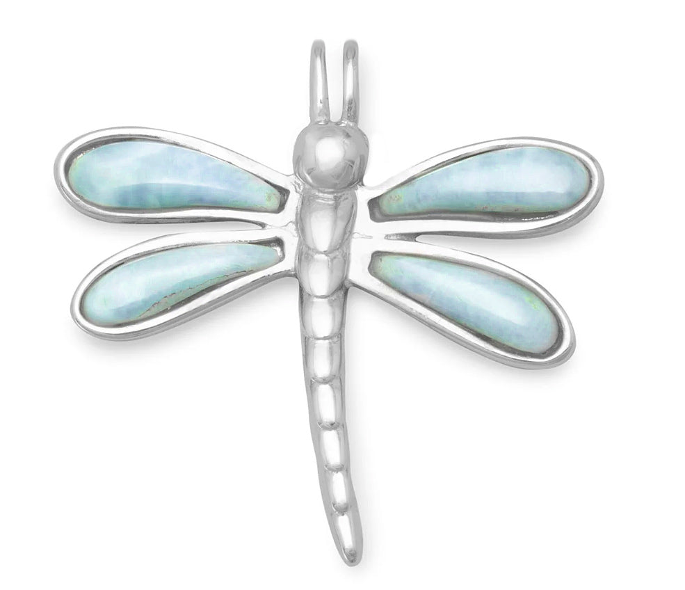 Silver & Larimar Dragonfly Necklace