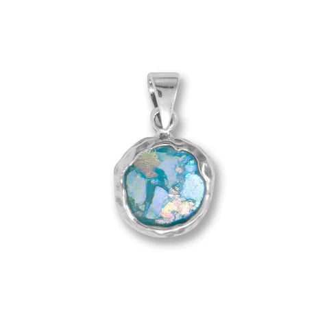 Timeless Roman Glass Pendant Necklace - 11MM Round