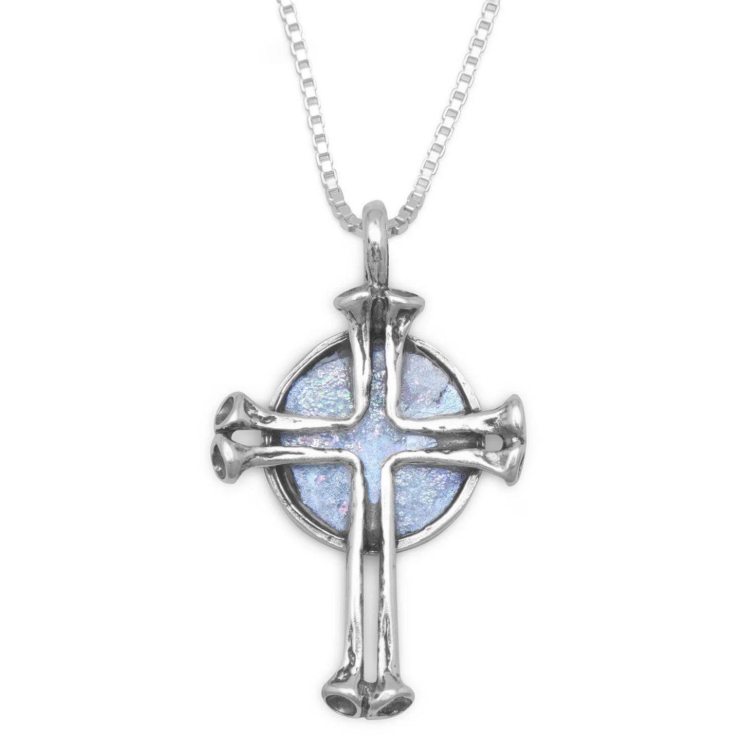 Timeless Roman Glass Cross Necklace - 18" Round