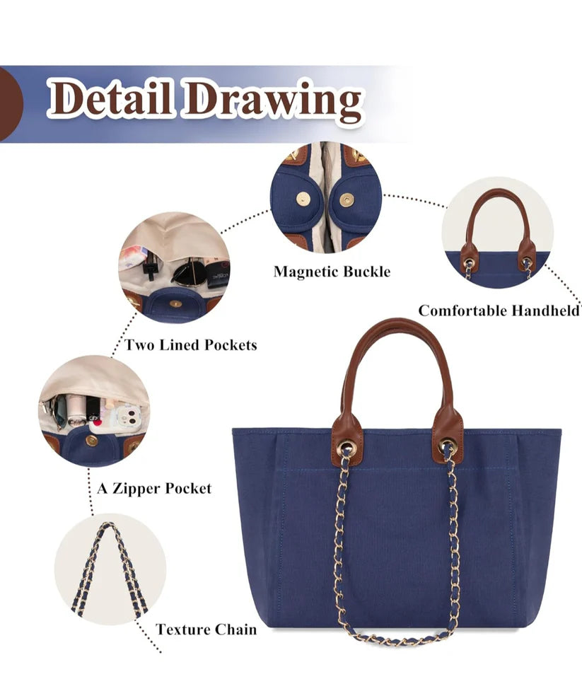 Silver Bloom – Hand Painted Gray Canvas Purse