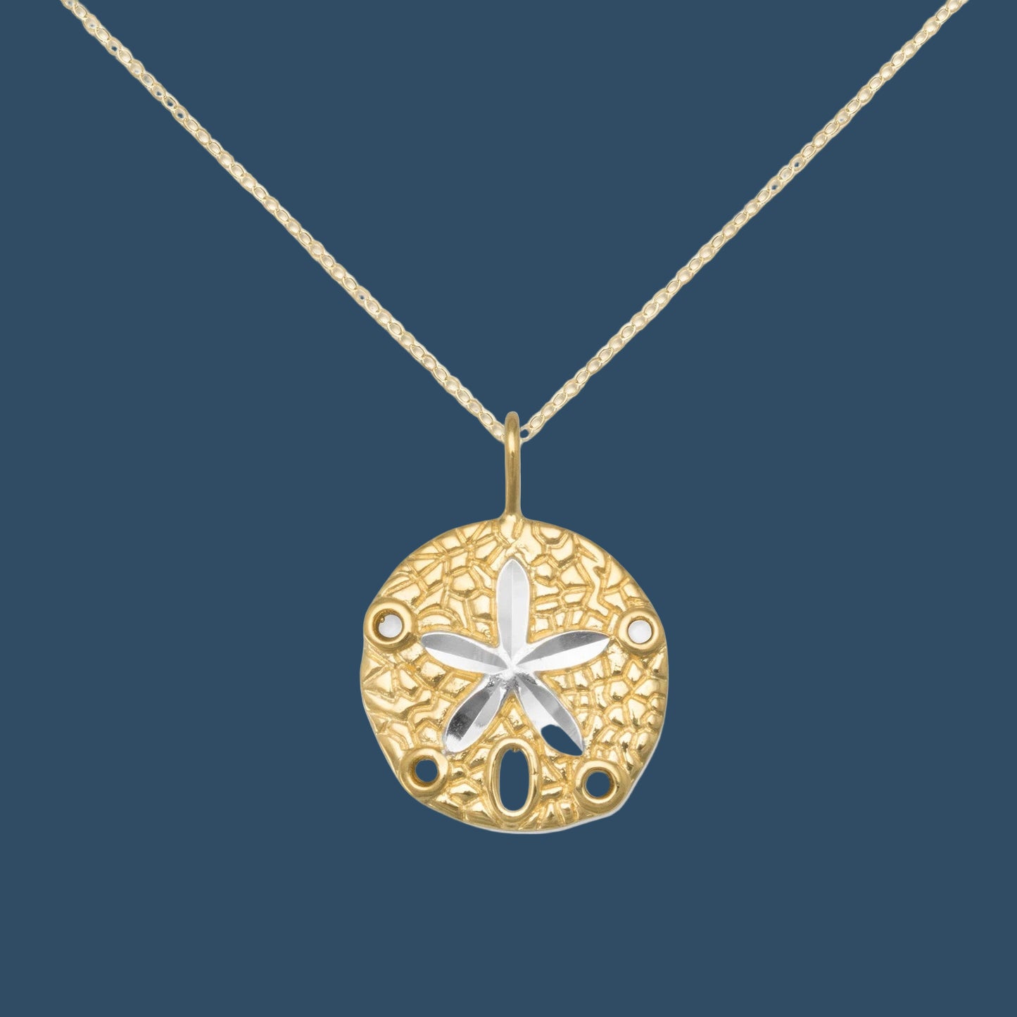 Sand Dollar Pendant Necklace - 14K Gold Plated Sterling Silver