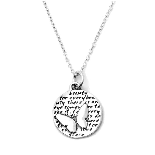 Inspirational Sterling Silver Butterfly Necklace