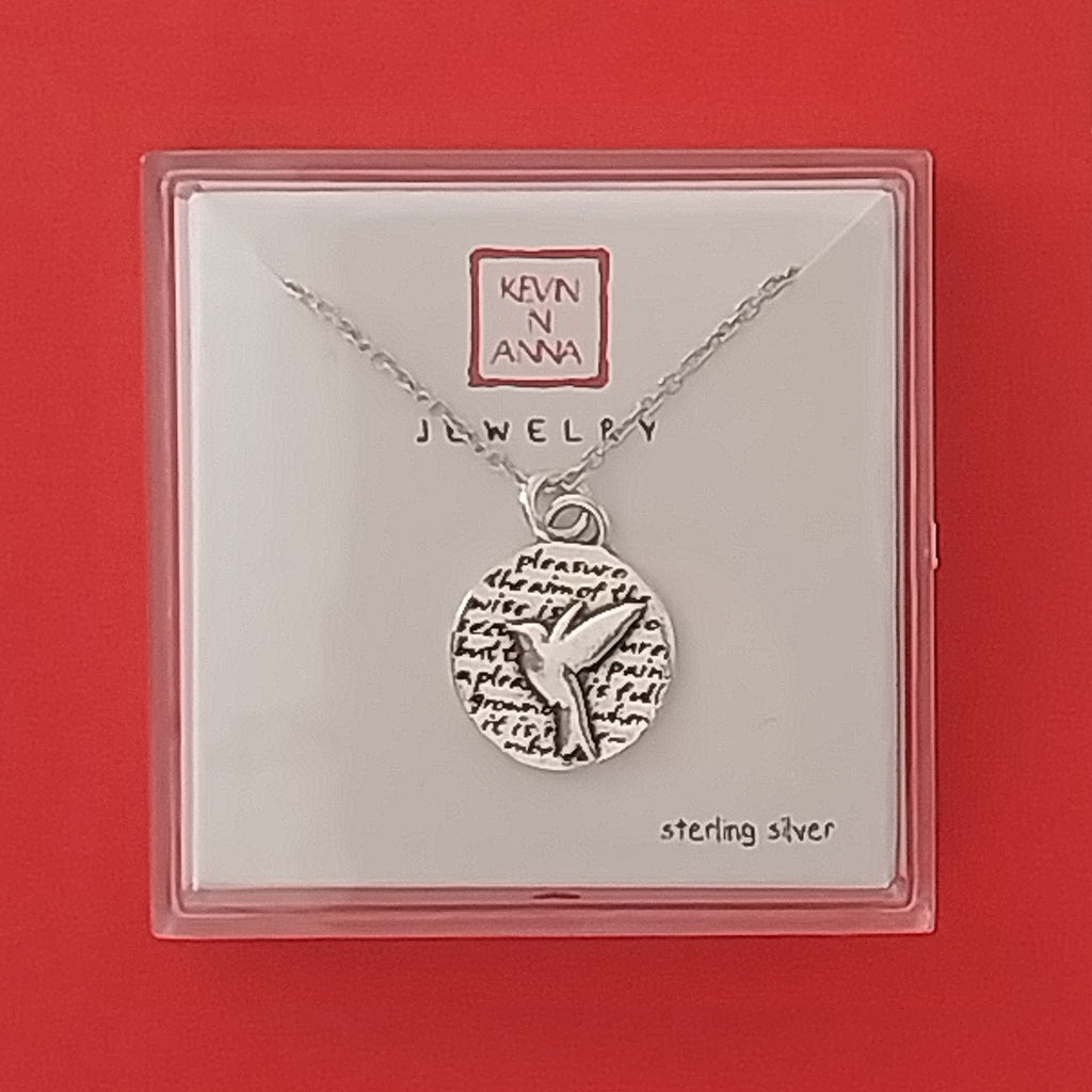 Inspirational Silver Hummingbird Necklace Gift Box