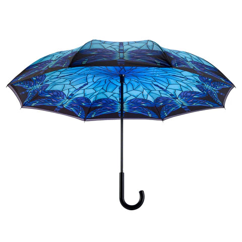 Tiffany Stained Glass Dragonfly Umbrella Reverse Close