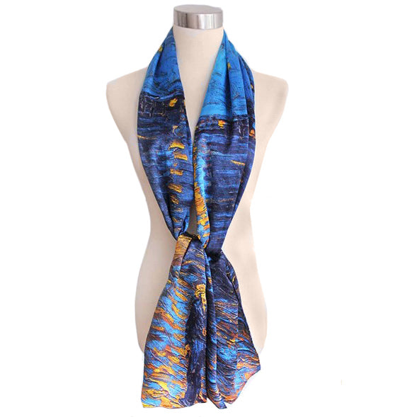 Van Gogh Starry Over the Rhone Silk Art Scarf