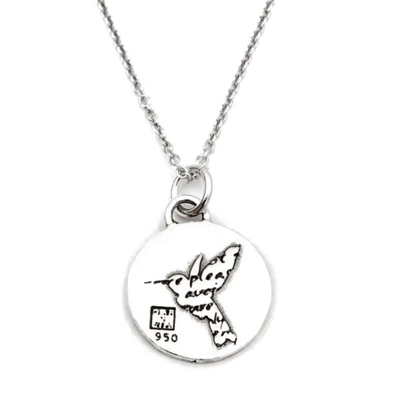 Inspirational Silver Hummingbird Necklace Back
