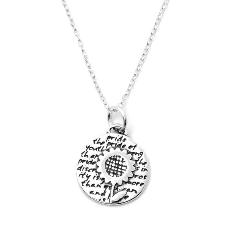 Inspirational Silver Sunflower Necklace