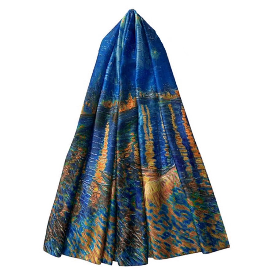 Van Gogh Starry Over the Rhone Silk Art Scarf