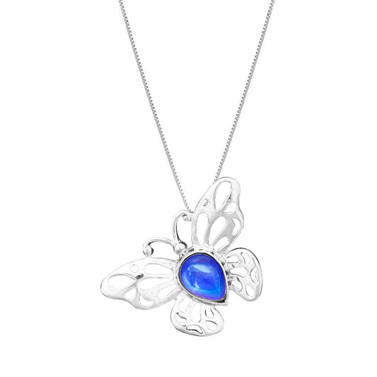 Violet Crystal Sterling Silver Butterfly Necklace