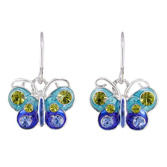 Enamel Crystal Butterfly Earrings
