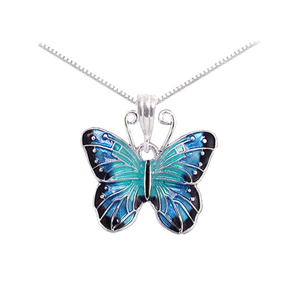 Enamel Blue Morpho Butterfly Necklace