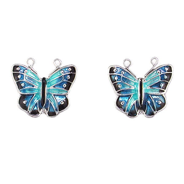 Enamel Blue Morpho Butterfly Post Earrings