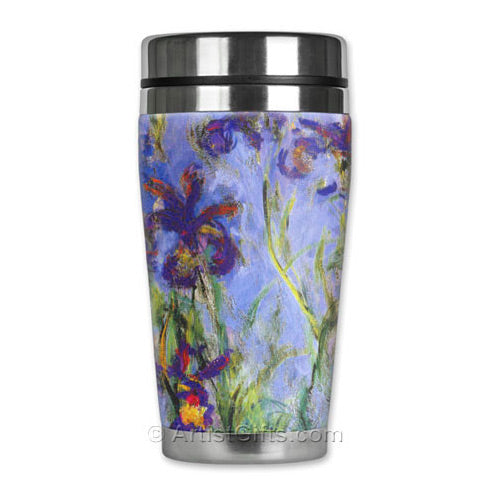 Monet Lilac Irises Insulated Travel Art Mug